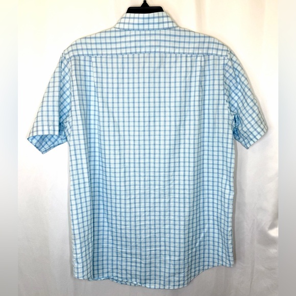 HART SCHAFFNER MARX Shirt size M white blue plaid Button up short sleeve - Picture 6 of 6